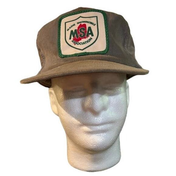 Vintage hat snowmobile snapback corduroy Maine cap. great patch! - Picture 2 of 10